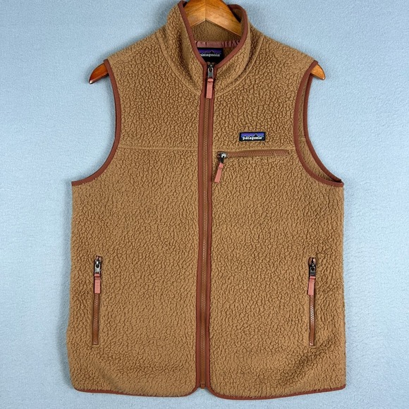Patagonia Jackets & Blazers - Patagonia Retro Pile Fleece Vest Womans Large Beech Brown Full Zip Gorpcore